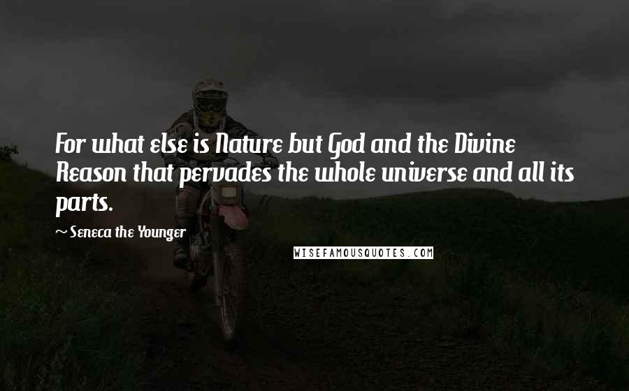 Seneca The Younger Quotes: For what else is Nature but God and the Divine Reason that pervades the whole universe and all its parts.