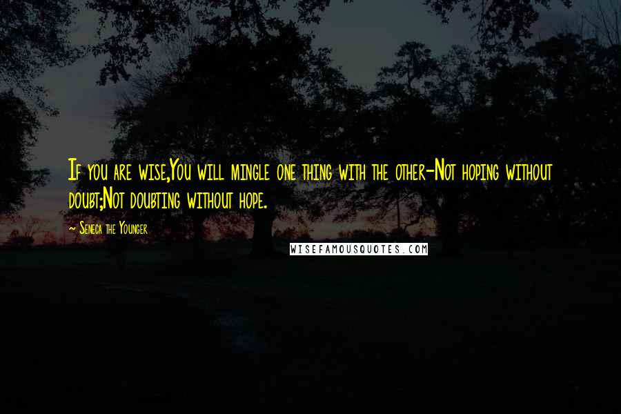 Seneca The Younger Quotes: If you are wise,You will mingle one thing with the other-Not hoping without doubt;Not doubting without hope.