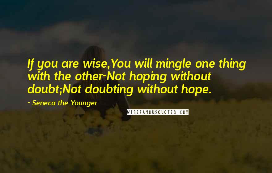 Seneca The Younger Quotes: If you are wise,You will mingle one thing with the other-Not hoping without doubt;Not doubting without hope.