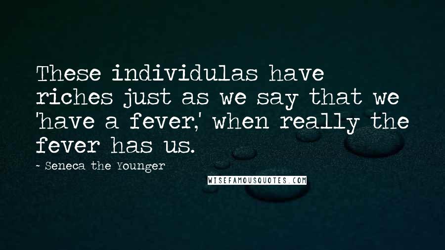 Seneca The Younger Quotes: These individulas have riches just as we say that we 'have a fever,' when really the fever has us.