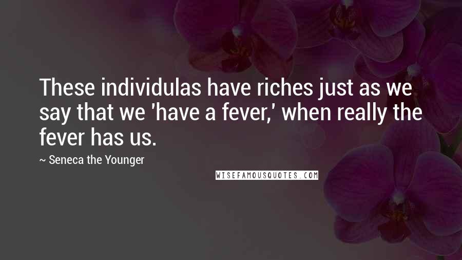 Seneca The Younger Quotes: These individulas have riches just as we say that we 'have a fever,' when really the fever has us.
