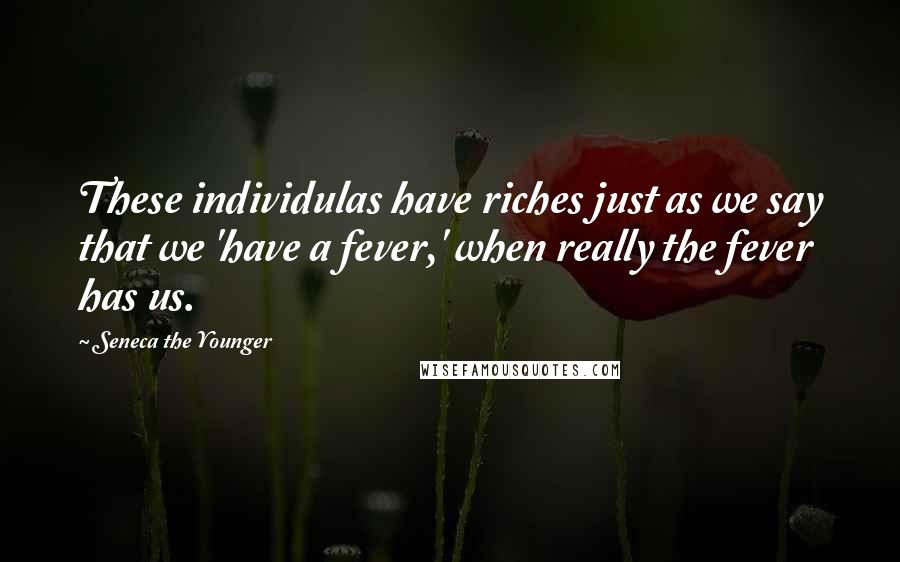 Seneca The Younger Quotes: These individulas have riches just as we say that we 'have a fever,' when really the fever has us.