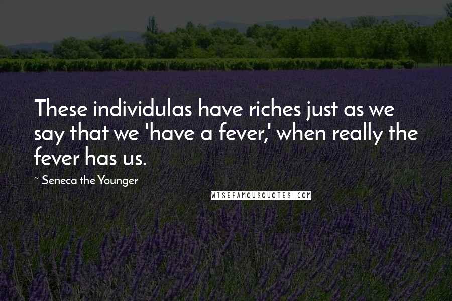 Seneca The Younger Quotes: These individulas have riches just as we say that we 'have a fever,' when really the fever has us.