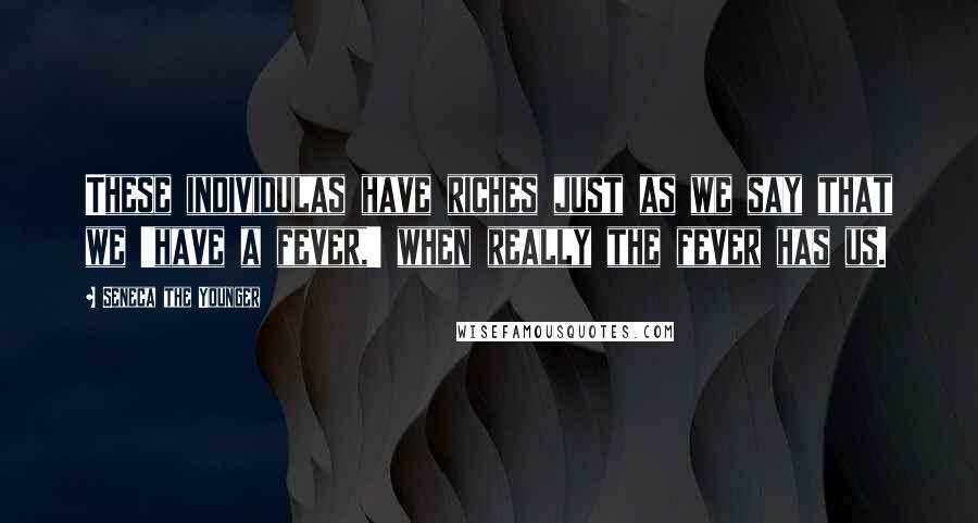 Seneca The Younger Quotes: These individulas have riches just as we say that we 'have a fever,' when really the fever has us.