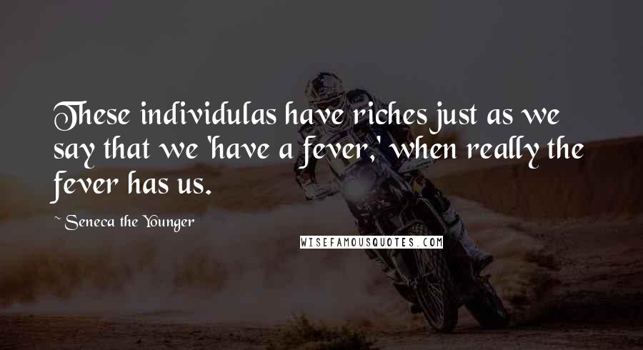 Seneca The Younger Quotes: These individulas have riches just as we say that we 'have a fever,' when really the fever has us.