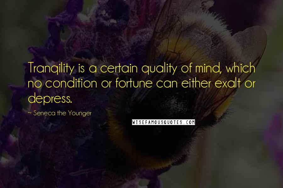 Seneca The Younger Quotes: Tranqility is a certain quality of mind, which no condition or fortune can either exalt or depress.