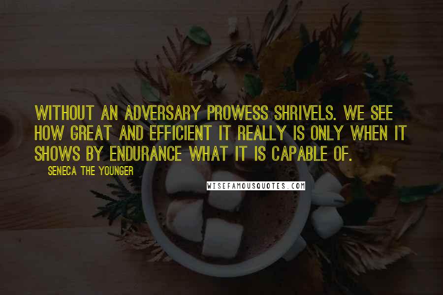 Seneca The Younger Quotes: Without an adversary prowess shrivels. We see how great and efficient it really is only when it shows by endurance what it is capable of.