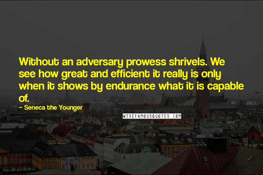 Seneca The Younger Quotes: Without an adversary prowess shrivels. We see how great and efficient it really is only when it shows by endurance what it is capable of.