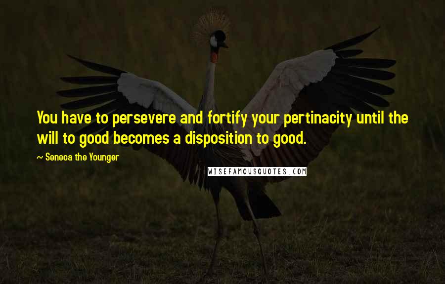 Seneca The Younger Quotes: You have to persevere and fortify your pertinacity until the will to good becomes a disposition to good.