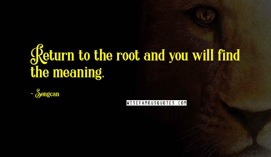 Sengcan Quotes: Return to the root and you will find the meaning.