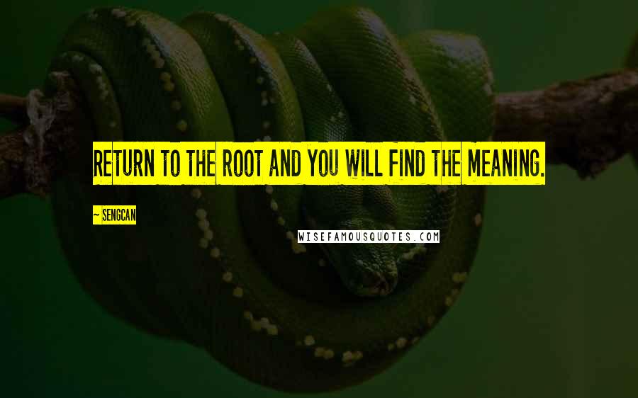 Sengcan Quotes: Return to the root and you will find the meaning.