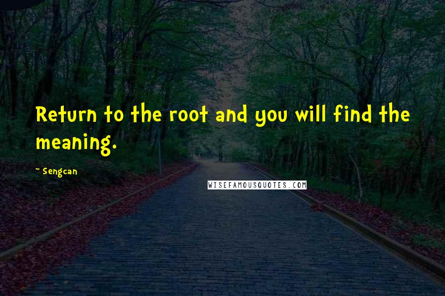 Sengcan Quotes: Return to the root and you will find the meaning.