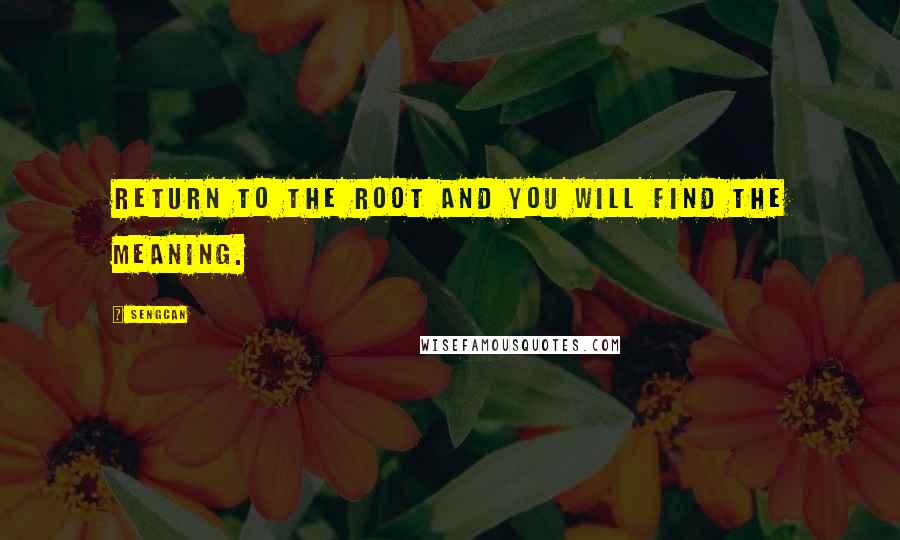 Sengcan Quotes: Return to the root and you will find the meaning.