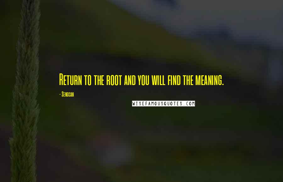 Sengcan Quotes: Return to the root and you will find the meaning.