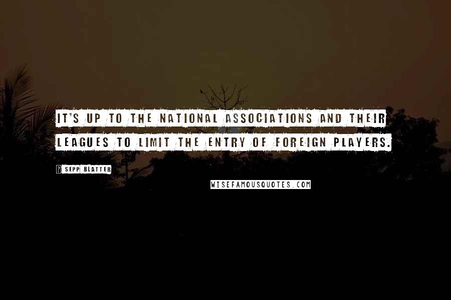 Sepp Blatter Quotes: It's up to the national associations and their leagues to limit the entry of foreign players.