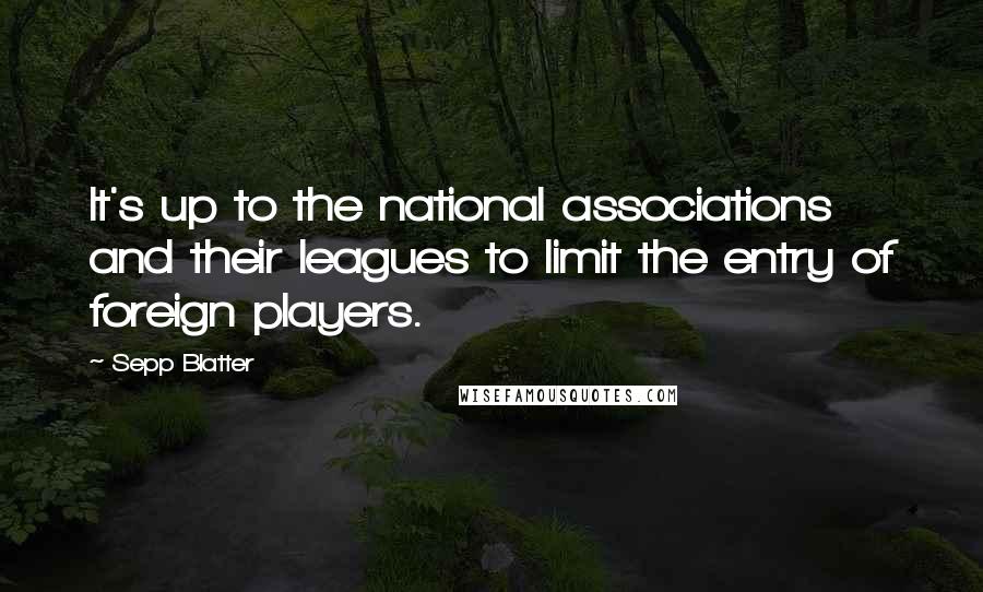Sepp Blatter Quotes: It's up to the national associations and their leagues to limit the entry of foreign players.