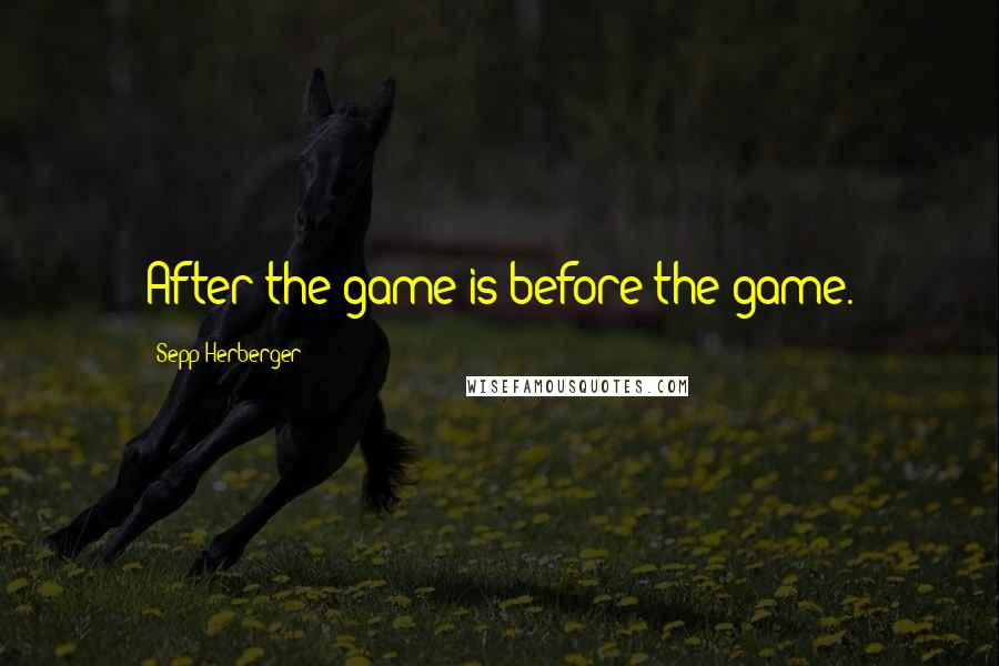 Sepp Herberger Quotes: After the game is before the game.