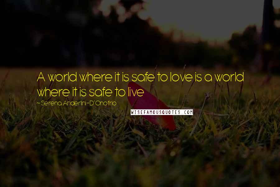 Serena Anderlini-D'Onofrio Quotes: A world where it is safe to love is a world where it is safe to live