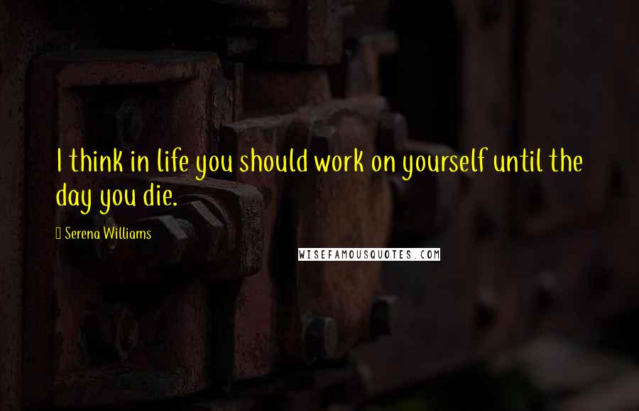 Serena Williams Quotes: I think in life you should work on yourself until the day you die.