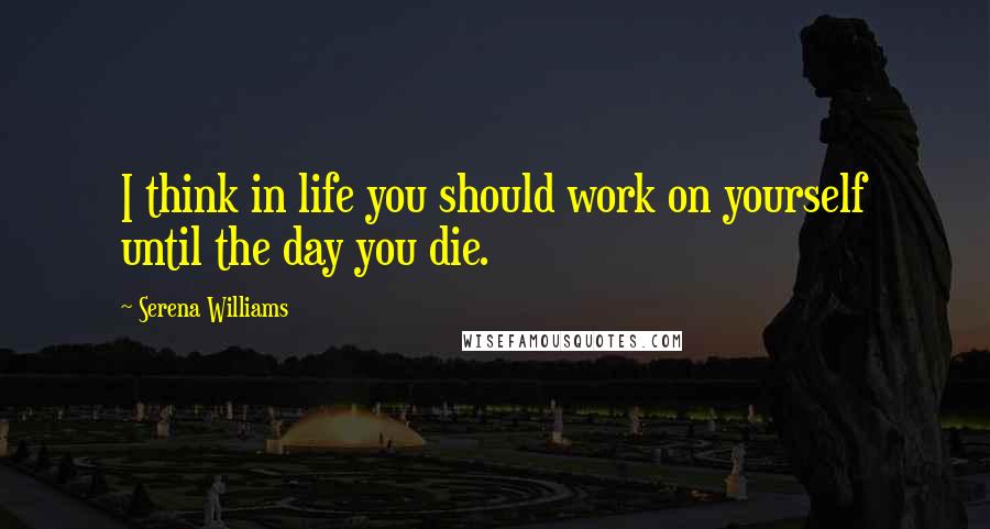 Serena Williams Quotes: I think in life you should work on yourself until the day you die.