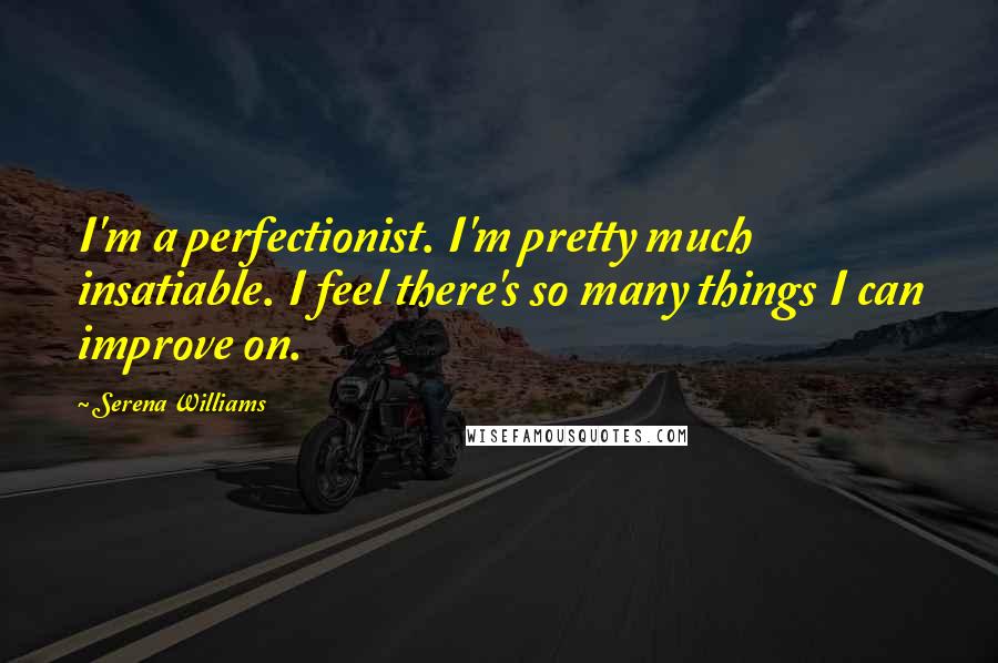 Serena Williams Quotes: I'm a perfectionist. I'm pretty much insatiable. I feel there's so many things I can improve on.