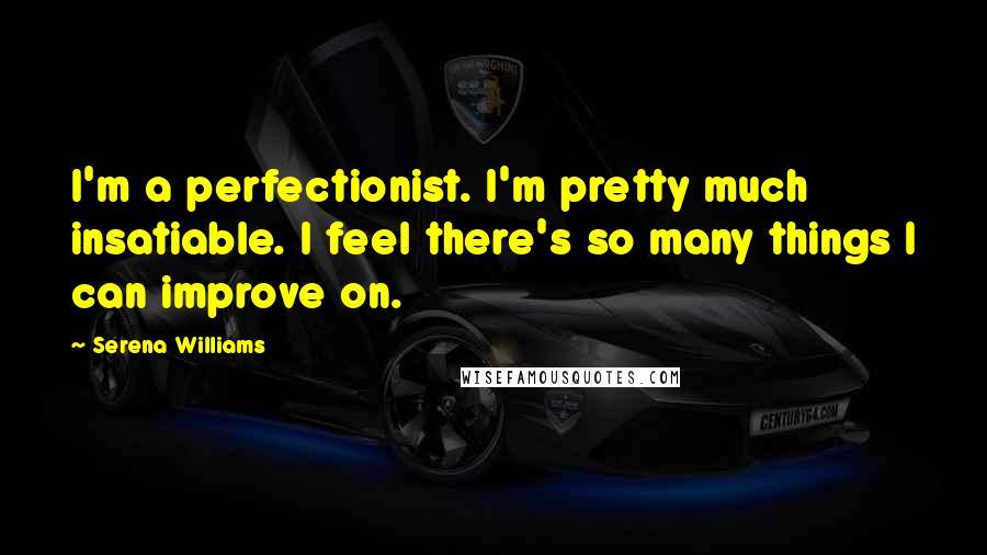 Serena Williams Quotes: I'm a perfectionist. I'm pretty much insatiable. I feel there's so many things I can improve on.