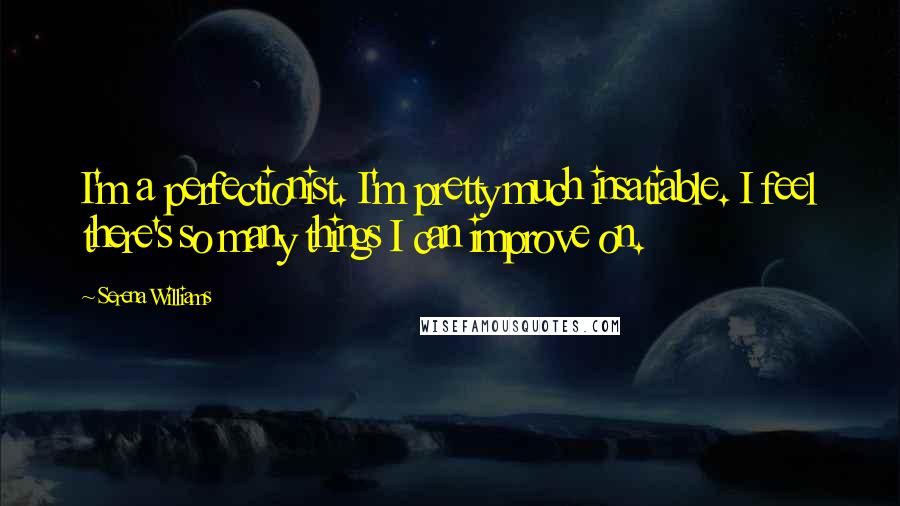 Serena Williams Quotes: I'm a perfectionist. I'm pretty much insatiable. I feel there's so many things I can improve on.