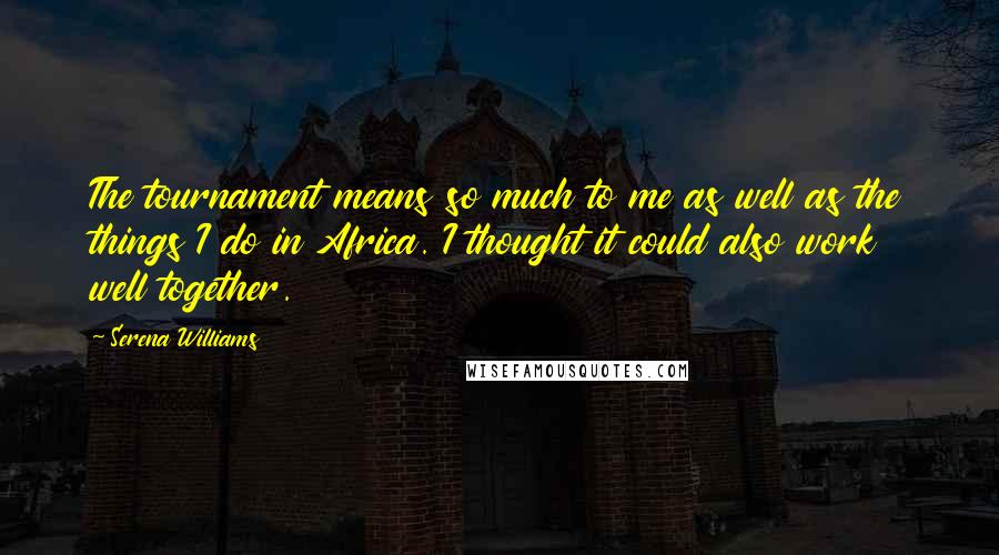 Serena Williams Quotes: The tournament means so much to me as well as the things I do in Africa. I thought it could also work well together.
