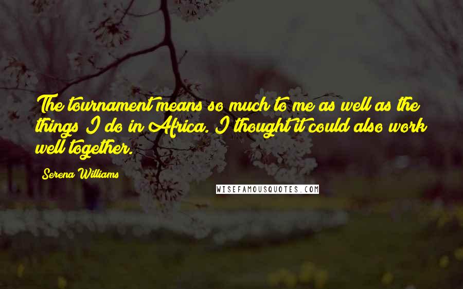Serena Williams Quotes: The tournament means so much to me as well as the things I do in Africa. I thought it could also work well together.
