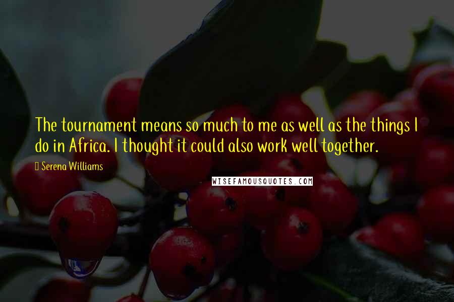 Serena Williams Quotes: The tournament means so much to me as well as the things I do in Africa. I thought it could also work well together.