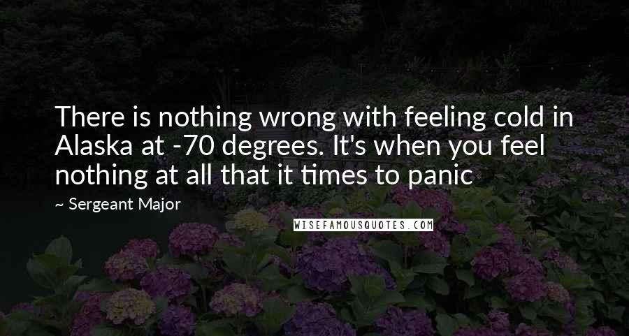 Sergeant Major Quotes: There is nothing wrong with feeling cold in Alaska at -70 degrees. It's when you feel nothing at all that it times to panic