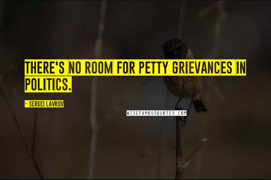 Sergei Lavrov Quotes: There's no room for petty grievances in politics.