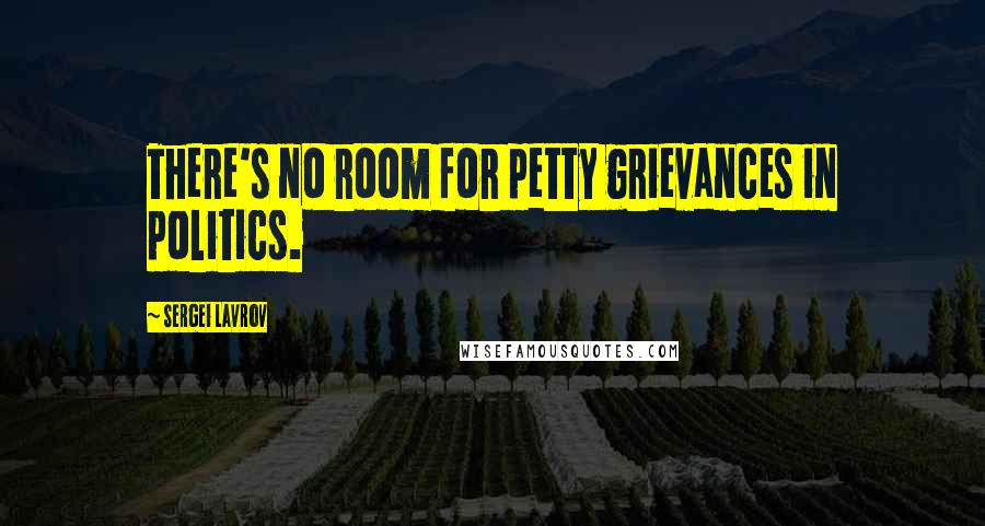 Sergei Lavrov Quotes: There's no room for petty grievances in politics.