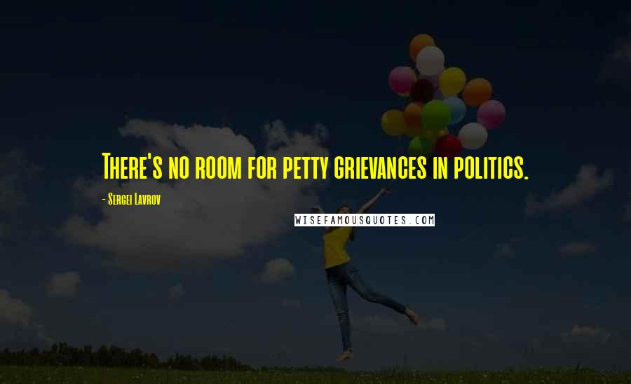 Sergei Lavrov Quotes: There's no room for petty grievances in politics.