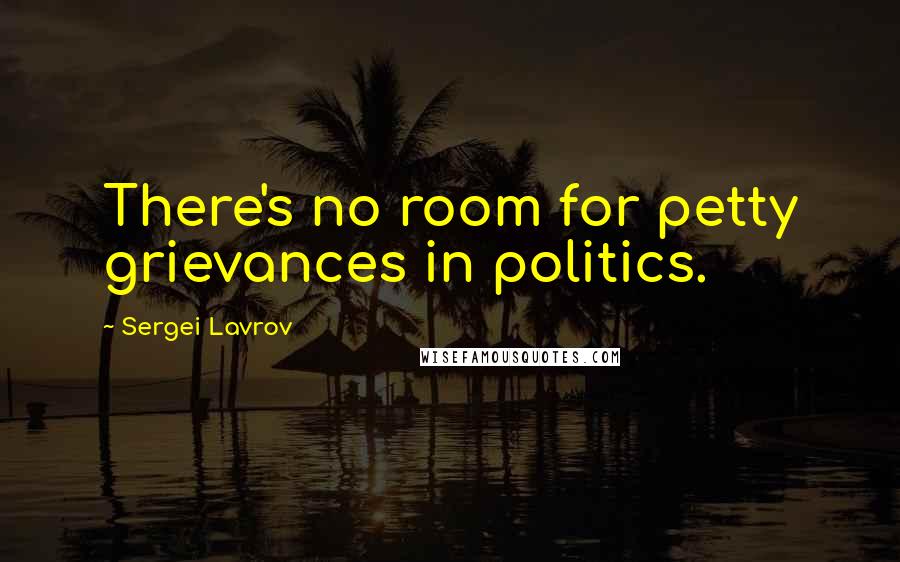 Sergei Lavrov Quotes: There's no room for petty grievances in politics.