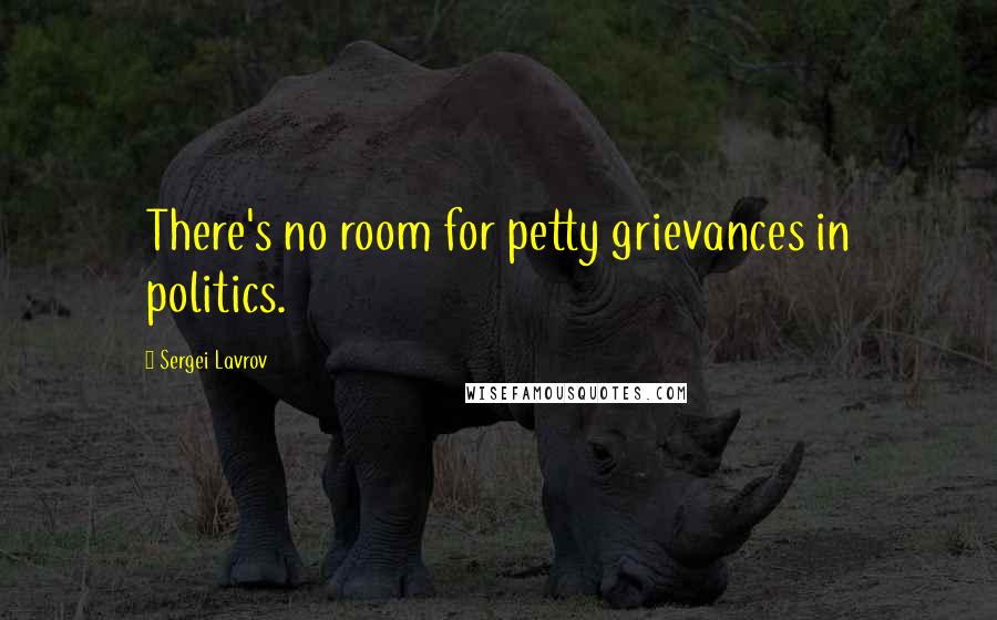 Sergei Lavrov Quotes: There's no room for petty grievances in politics.