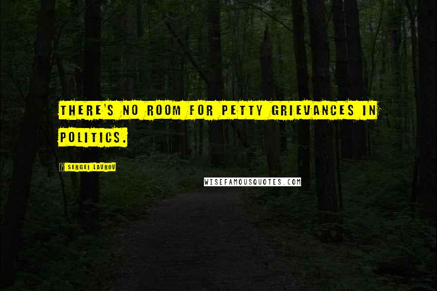 Sergei Lavrov Quotes: There's no room for petty grievances in politics.