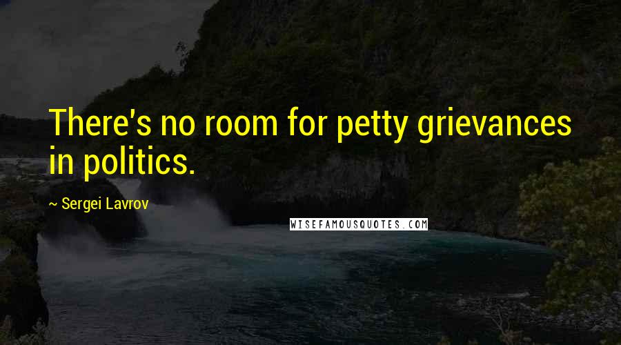 Sergei Lavrov Quotes: There's no room for petty grievances in politics.