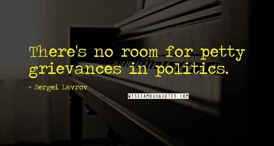 Sergei Lavrov Quotes: There's no room for petty grievances in politics.