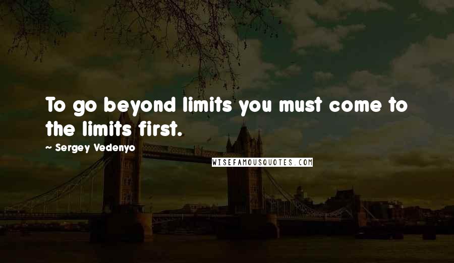 Sergey Vedenyo Quotes: To go beyond limits you must come to the limits first.