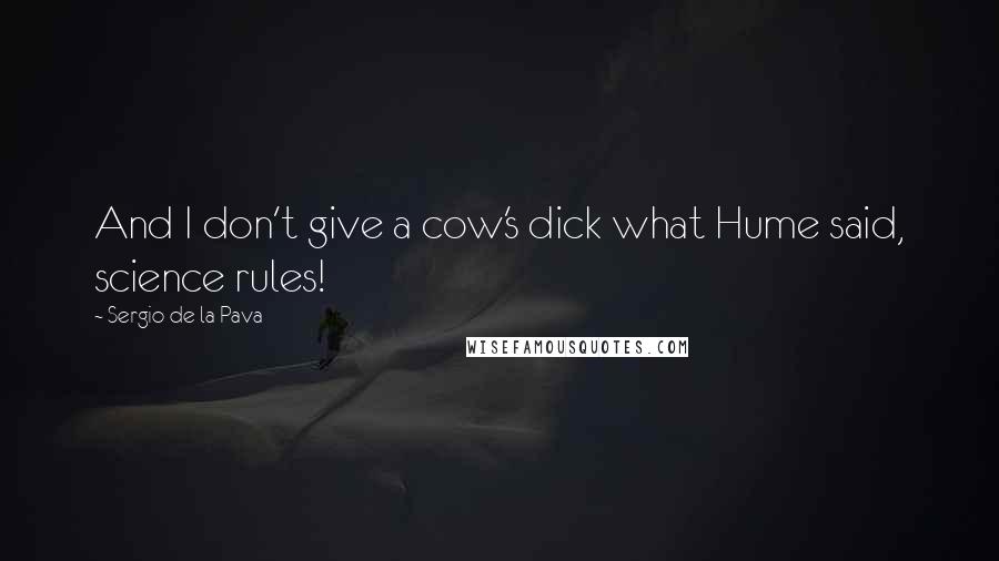 Sergio De La Pava Quotes: And I don't give a cow's dick what Hume said, science rules!