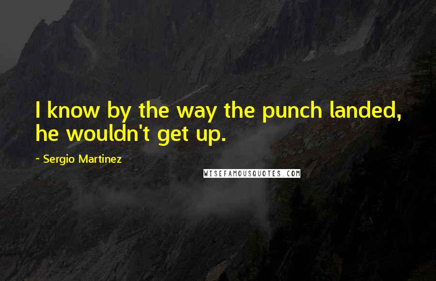 Sergio Martinez Quotes: I know by the way the punch landed, he wouldn't get up.