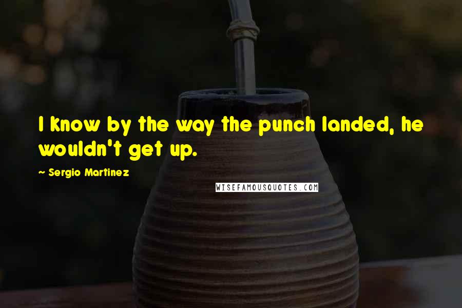 Sergio Martinez Quotes: I know by the way the punch landed, he wouldn't get up.