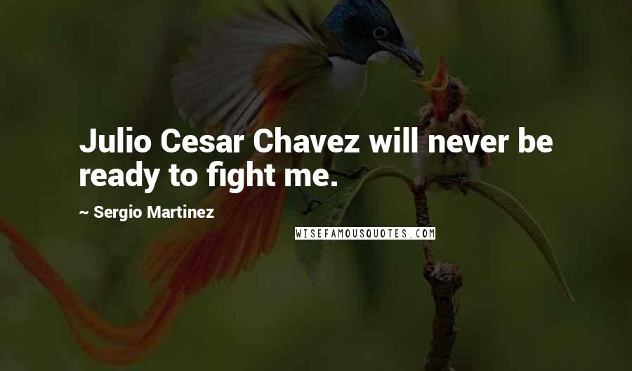 Sergio Martinez Quotes: Julio Cesar Chavez will never be ready to fight me.