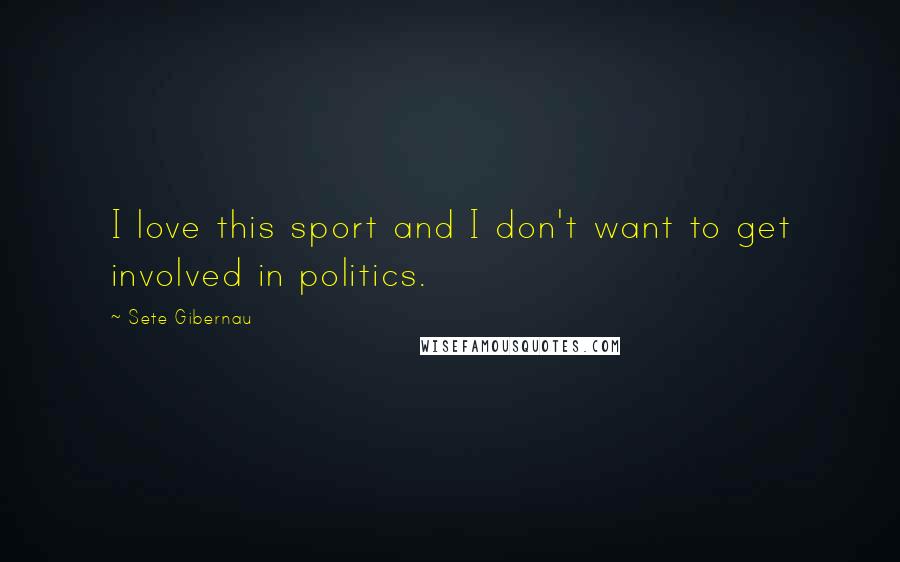 Sete Gibernau Quotes: I love this sport and I don't want to get involved in politics.
