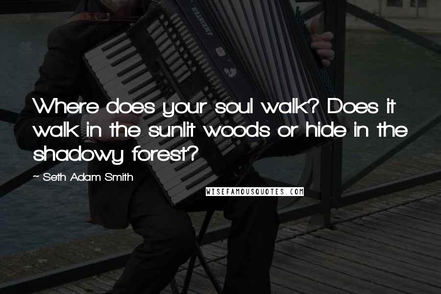 Seth Adam Smith Quotes: Where does your soul walk? Does it walk in the sunlit woods or hide in the shadowy forest?