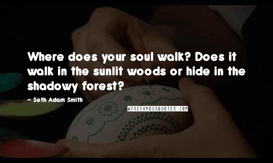 Seth Adam Smith Quotes: Where does your soul walk? Does it walk in the sunlit woods or hide in the shadowy forest?