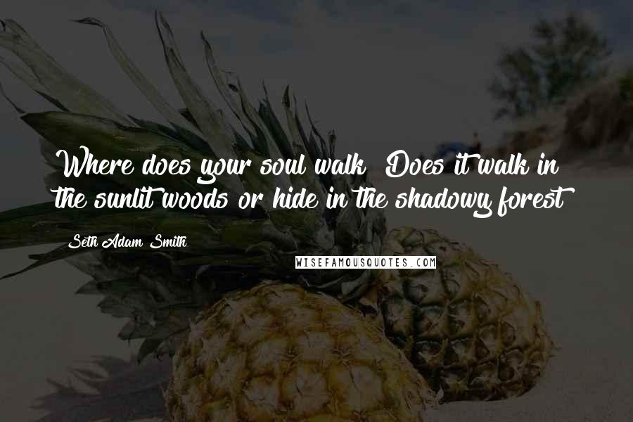 Seth Adam Smith Quotes: Where does your soul walk? Does it walk in the sunlit woods or hide in the shadowy forest?