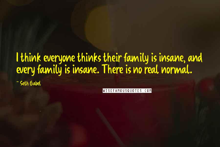 Seth Gabel Quotes: I think everyone thinks their family is insane, and every family is insane. There is no real normal.
