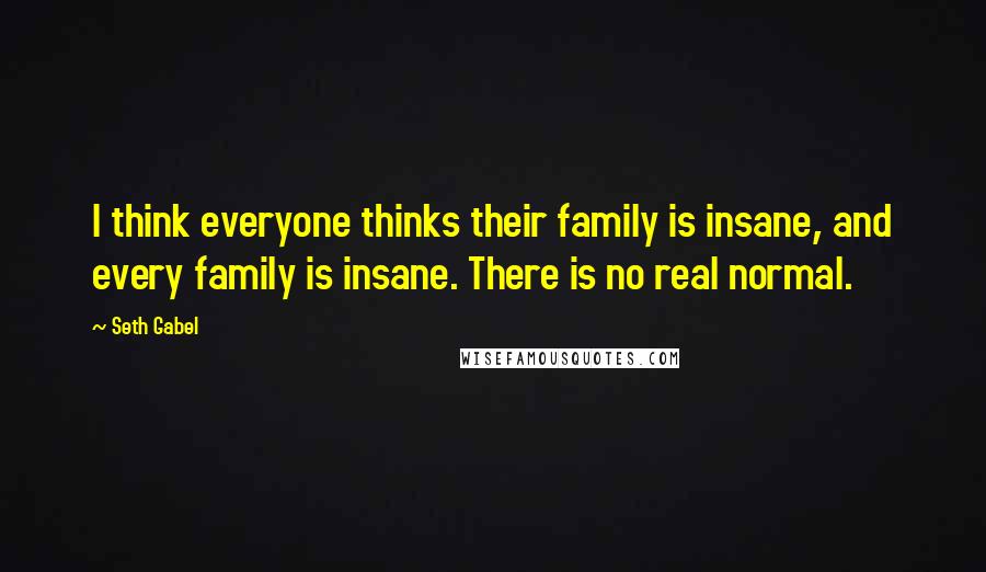 Seth Gabel Quotes: I think everyone thinks their family is insane, and every family is insane. There is no real normal.
